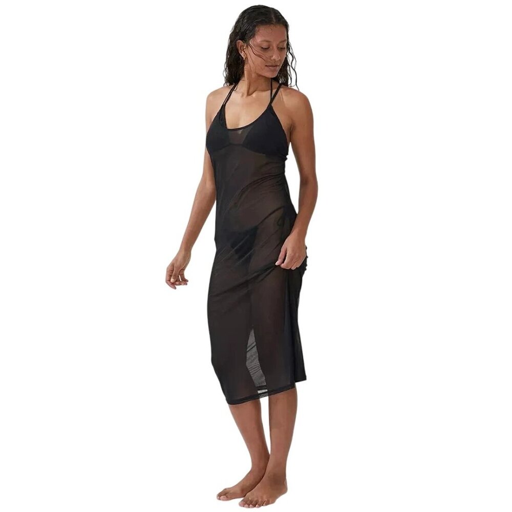 Cotton On XL Swimsuit Cover-up Maxi Dress Mesh Fishnet Scoop Side Slit Swimwear
